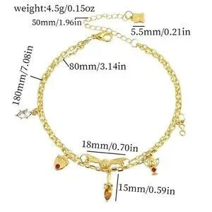 18K Gold Harry Potter Hogwarts Golden Snitch Themed Charm Layered Style Bracelet